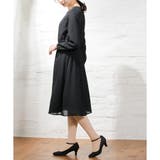 ブラック | 【ハニーズ】ワンピース 長袖 ミモレ丈 | Honeys