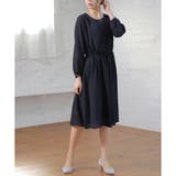 ネイビー | 【ハニーズ】ワンピース 長袖 ミモレ丈 | Honeys