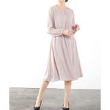 ピンクベージュ | 【ハニーズ】ワンピース 長袖 ミモレ丈 | Honeys