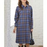 ブルーチェック | ワンピース シャツワンピース 長袖 | Honeys