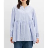 ブルー×オフ | トップス ブラウス 長袖 | Honeys