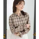 ベージュチェック | トップス ブラウス 長袖 | Honeys