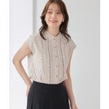 ベージュ水玉 | トップス ブラウス ノースリーブ | Honeys