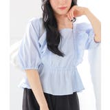サックス×オフ | トップス ブラウス フリル | Honeys