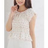 アイボリー花柄 | トップス ブラウス 半袖 | Honeys