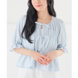サックス | トップス ブラウス リボン付き | Honeys