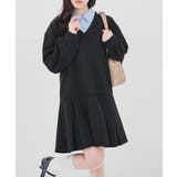 ブラック | ワンピース 長袖 ミニ丈 | Honeys