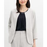 グレージュ | アウタージャケット ノーカラージャケット 接触冷感 | Honeys