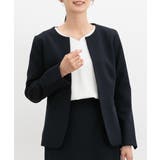 ネイビー | アウター ジャケット カラーレスジャケット | Honeys