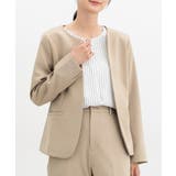 ダークベージュ | アウター ジャケット カラーレスジャケット | Honeys