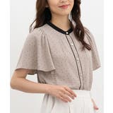 ベージュ水玉 | トップス ブラウス 半袖 | Honeys