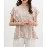 ベージュ花柄 | トップス ブラウス 半袖 | Honeys