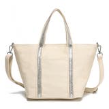 ベージュ | 【AM516】2wayラインストーンテープ キャンバストートバッグ ショルダーバ… | idadi