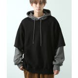 ブラック | パーカー メンズ レイヤード | improves