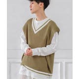 ベージュ | ニット ベスト Vネック | improves