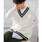 オフホワイト | ニット ベスト Vネック | improves