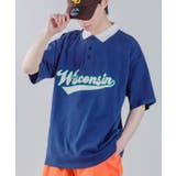 ブルー | USコットン ロゴアップリケ 刺しゅう | improves