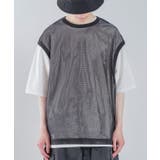 ブラック | メッシュベスト×半袖Tシャツ アンサンブル メンズ | improves