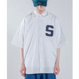 ホワイト | ロゴワッペン ブロード 半袖ビッグシャツ | improves