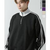 improves（インプローブス） | トレーナー メンズ 裏起毛 ライン袖 ハーフジップ ワンポイント ロゴ 刺しゅう 大きいサイズ オーバーサイズ ストリート カジュアル 古着MIX レトロ 韓国