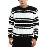 Ｃ-ブラック×ホワイト | メンズファッション ニット メンズケーブル編み | improves