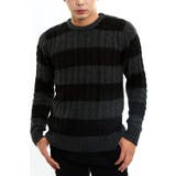 Ａ-チャコール×ブラック | メンズファッション ニット メンズケーブル編み | improves