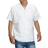 ホワイト | シャツ メンズ 綿麻ナチュラルストレッチオックスオープンカラー半袖シャツ | improves