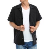 ブラック | シャツ メンズ 綿麻ナチュラルストレッチオックスオープンカラー半袖シャツ | improves