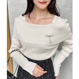 12Gブローチ付オフショルニット | INGNI | 詳細画像2