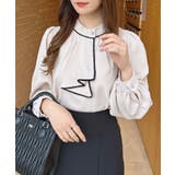 ベージュ/クロ | ボウタイトロミブラウス | INGNI 