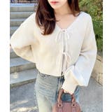 アイボリー | Vネックフロントリボンニットカーディガン | INGNI 