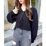 クロ | Vネックフロントリボンニットカーディガン | INGNI 