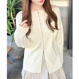 オフホワイト | オフショルジップニットカーディガン | INGNI 