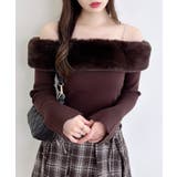 ブラウン | 12G2wayファーオフショルニット | INGNI
