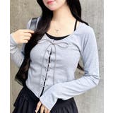 グレー/クロ | キャミレイヤード風リブレースアップTOPs | INGNI 
