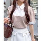 ベージュ/オフホワイト | シャツドッキング半袖ニット | INGNI