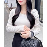 オフホワイト | 12Gワンショルドット肩リボンニット | INGNI 