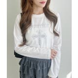 オフホワイト | ラインストーンクロスロンティー | INGNI