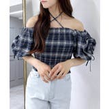 コン/チェック | 【WEB限定】シャーリングオフショルブラウス | INGNI