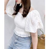 オフホワイト | 【WEB限定】シャーリングオフショルブラウス | INGNI