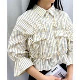 イエロー/ストライプ | 【WEB限定】フリルリボンショート5分袖シャツ | INGNI