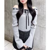 グレー/クロ | 12GリボンオフショルフレアSニット | INGNI 