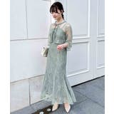 ミントグリーン | レースリボンブラウス+キャミワンピースセット | INGNI 