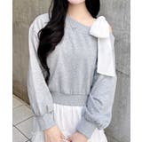 グレー | 裏毛肩リボン胸ロゴワンショルTOPs | INGNI 