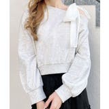 オートミール | 裏毛肩リボン胸ロゴワンショルTOPs | INGNI 