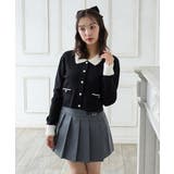 クロ/オフホワイト | 12Gフェザー衿配色ニットカーディガン | INGNI 