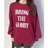 ボルドー/オフホワイト | 12G3段BIGロゴニット | INGNI