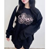 クロ/ピンク | フラワーロゴ裏毛トップス | INGNI