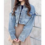 デニム/ブルー | 袖リボンクロップド丈Gジャン | INGNI 