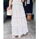 オフホワイト/イエロー | 花柄フリルティアードSK | INGNI